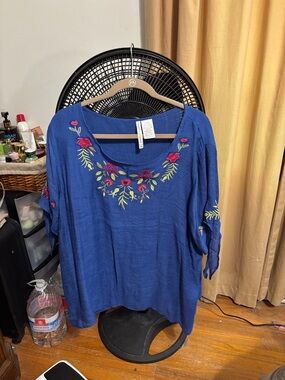 Embroidered Royal Blue Women’s Tunic Top